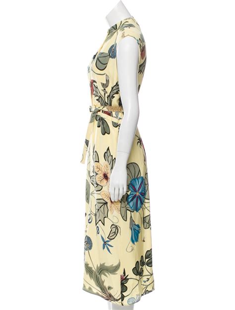 gucci floral knight dress|Gucci pleated dress.